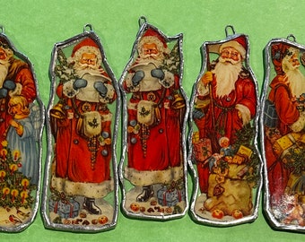 Vintage Santa Vignette- embossed diecut paper Santa under glassfrom Germany