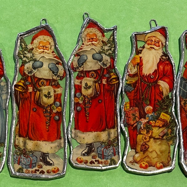 Vintage Santa Vignette- embossed diecut paper Santa under glassfrom Germany