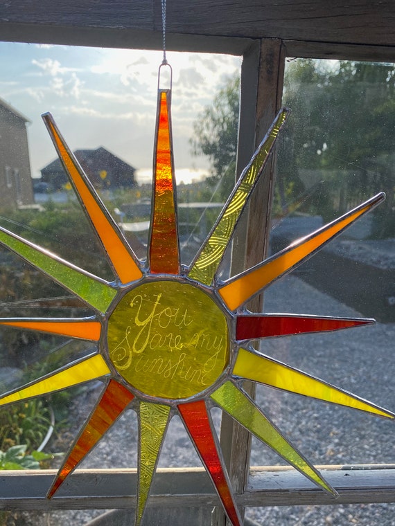 You are my Sunshine- 12 inch art glass sun
