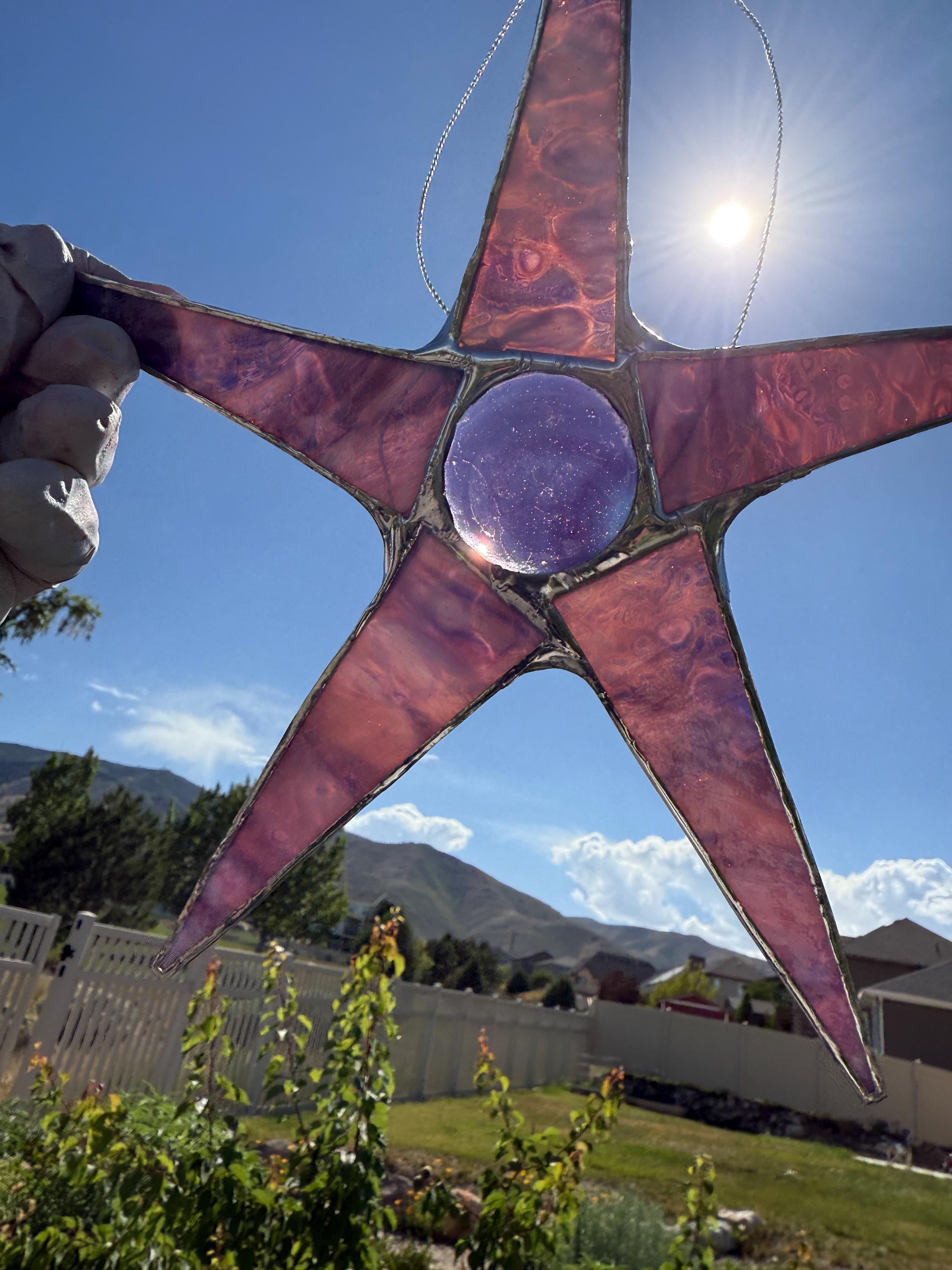 Brittany Star - 10 inch purple and lavender art glass star