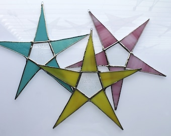 Personalized Stained Glass Star - Custom Colors & Names - 10 Inch