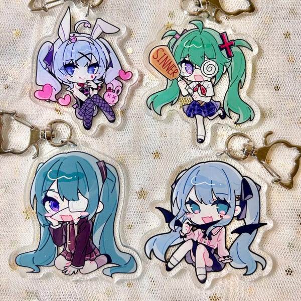 Vol.2 Llaveros chibby Vocaloid Miku丨Vampire Miku丨Rotten Girl Miku丨Rabbit Hole Miku丨Monitoring Miku
