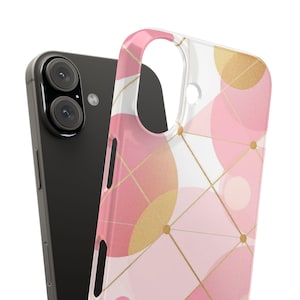 Chic Geometric Phone Case - Slim Pink Aesthetic Cover, Minimalist Style, iPhone Case, Modern Gift for Her