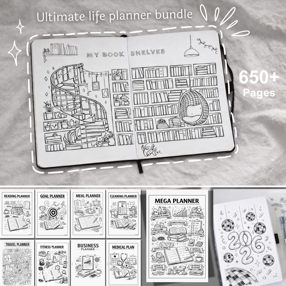Ultimate Life & ADHD Planner Bundle – 650+ Pages, Daily, Yearly (A4, A5 Digital Download)