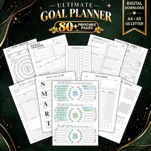 Ultimate Goal Planner Bundle – SMART Goal Tracker, Productivity Binder Insert, Daily to Yearly (Digital Download)