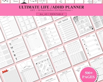2026 BIG Journal Bundle - ADHD Planner Bundle: 500+ Printable Pages (Digital Download)