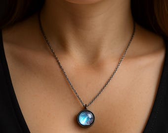Two Sided Glass ball Pendant, Unique Astronomical Pendant, Universe Glass Ball Pendant, Unique Space-Themed Gift for Astronomy Lovers