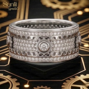 Sterling Silver Gear Spinning Ring, Mechanical Fidget Ring, Anti Anxiety Fidget Ring, Stress Relief Ring, Fidget Car Enthusiast
