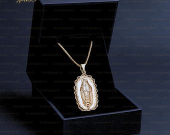 Jungfrau Maria Anhänger, Wundertätige Medaille Goldkette, Antike Jungfrau Maria Anhänger, Vintage Katholische Schmuck Geschenk