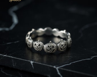 Anillo de calabaza de Halloween, anillo de Jack-O-Lantern, joyería de calabaza espeluznante, joyería extraña de Halloween, accesorios para disfraces de Halloween, regalo para ella