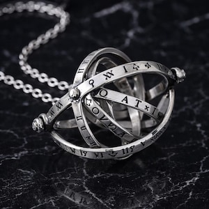 Astronomical Ring Pendant Necklace, Astronomic Rotating Necklace , Astronomical Sphere Necklace, Unisex Celestial Necklace Gift For Her