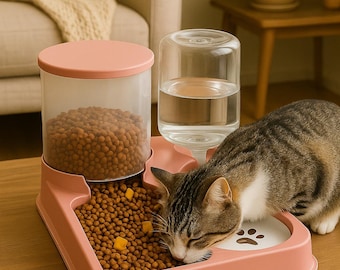 Automatic Pet Feeder & Water Dispenser, Cat Dog Food Bowl, Easy Clean Feeder, Pet Feeder, Cat Feeder, Gifts for Dog, Gifts for Cat