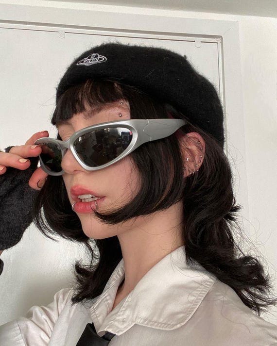 Y2K Sunglasses, Futuristic Sunglasses, Mirror Sunglasses  display picture 3