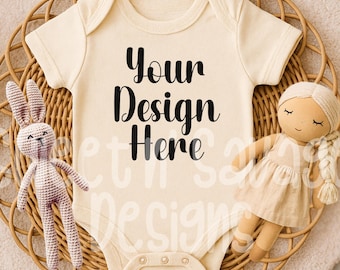 Makieta Skórek Króliczych 4400 | Makieta Body Niemowlęcego Naturalnego Płaskiego | Makieta Boho Baby