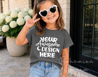 Comfort Colors Kids Pepper Shirt Mockup | C9018 Girls Mock-up