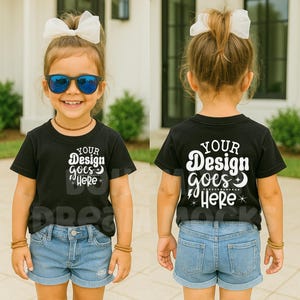 Kids Front and Back Black Shirt Mockup | Kids Bella Canvas 3001T Mockup | Trendy Kids Mockups | Both Sided Mockup | Kids Back Mockup | 3001Y
