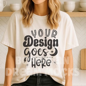 Comfort Colors Ivory Shirt Mockup | C1717 Ivory Tshirt Mock-up | Comfort Colors Mode Mockup | women’s Minimal Simple Aesthetic Shirt Mock up