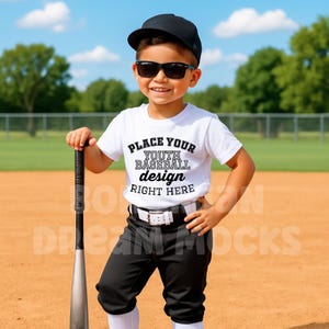 Boys Bella Canvas 3001Y Shirt Mockup | Kids Baseball Mockup | Boys Baseball T-shirt Mock-up | Mockup for Youth Baseball Designs