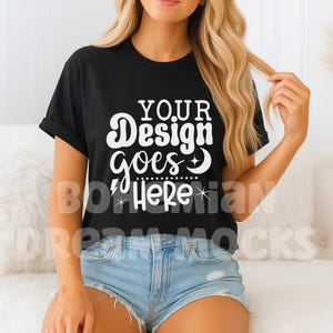 Bella Canvas 3001 Black T-Shirt Mockup, 3001 Black Tshirt Mockup, Model Shirt Mockup, Black Shirt Mockup, Black Tee Mockup, Trendy Aesthetic