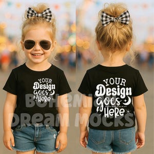 Kids Front and Back Black Shirt Mockup | Kids Bella Canvas 3001T Mockup | Trendy Kids Mockups | Both Sided Mockup | Kids Back Mockup | 3001Y