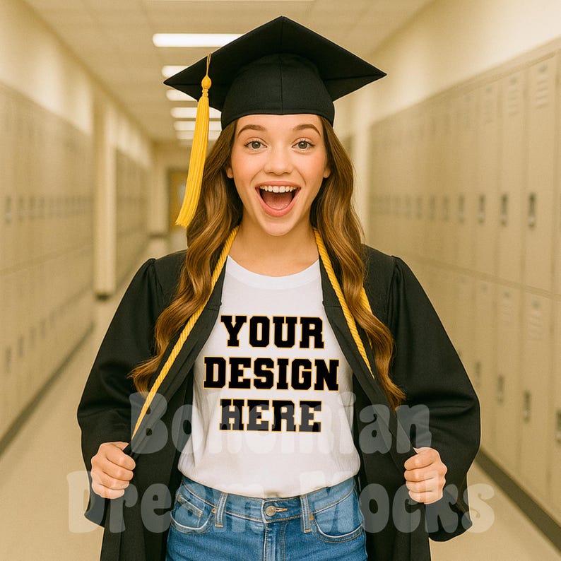Graduation Shirt Mockup | 3001 White Shirt Mockup | Graduate Senior ...
