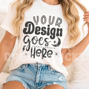 C1717 White T-Shirt Mockup | Comfort Colors White Shirt Mockup | Up Close Mockup | Simple Shirt Mockup