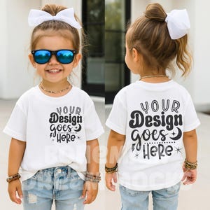 Kids Front and Back White Shirt Mockup | Kids Bella Canvas 3001T Mockup | Trendy Kids Mockups | Both Sided Mockup | Kids Back Mockup | 3001Y