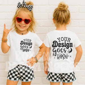 Kids Front and Back White Shirt Mockup | Kids Bella Canvas 3001T Mockup | Trendy Kids Mockups | Both Sided Mockup | Kids Back Mockup | 3001Y