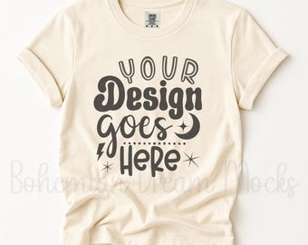Comfort Colors Ivory Shirt Mockup | C1717 Ivory Flat Lay Tshirt Mockup | Simple Minimalistic Shirt Mockup | CC1717 Flat Lay Mockup