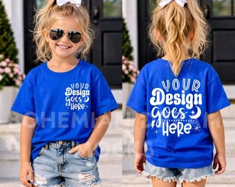 Kids Front Back Royal Shirt Mockup | Gildan 5000B T-shirt Mock up