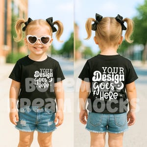 Kids Front and Back Black Shirt Mockup | Kids Bella Canvas 3001T Mockup | Trendy Kids Mockups | Both Sided Mockup | Kids Back Mockup | 3001Y