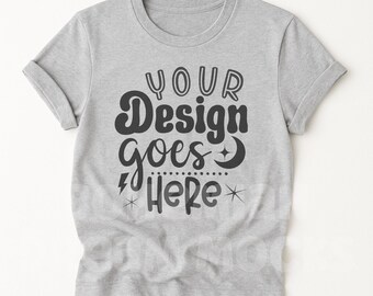 Athletic Heather Shirt Mockup | Bella Canvas  T-Shirt Mock-up | Tagless Flatlay  Mockup | Tag Free Lay Flat Simple Minimal Mockup