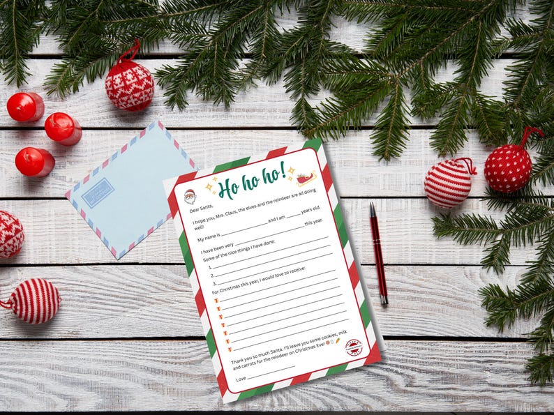 Editable Dear Santa Wish List | Kids Christmas List Printable - Etsy