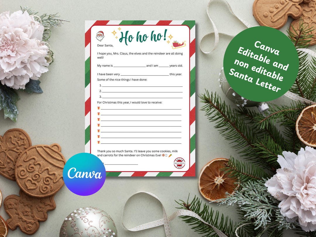 Editable Dear Santa Wish List | Kids Christmas List Printable - Etsy