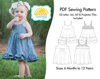 Felicity Dress & Top, PDF Sewing Pattern, girls maxi dress, baby sewing pattern, girls dress pattern, dress pattern pdf, vintage twirl dress