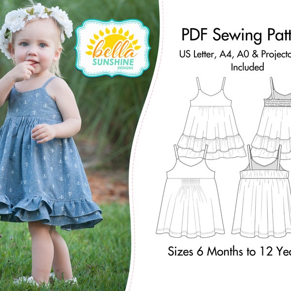 Felicity Dress & Top, PDF Sewing Pattern, girls maxi dress, baby sewing pattern, girls dress pattern, dress pattern pdf, vintage twirl dress