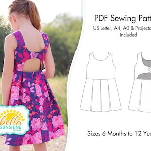 Rebel Girl, Party Dress, PDF Sewing Pattern, girls dress pattern, open back dress, sewing pattern, flower girl dress, cutout dress,
