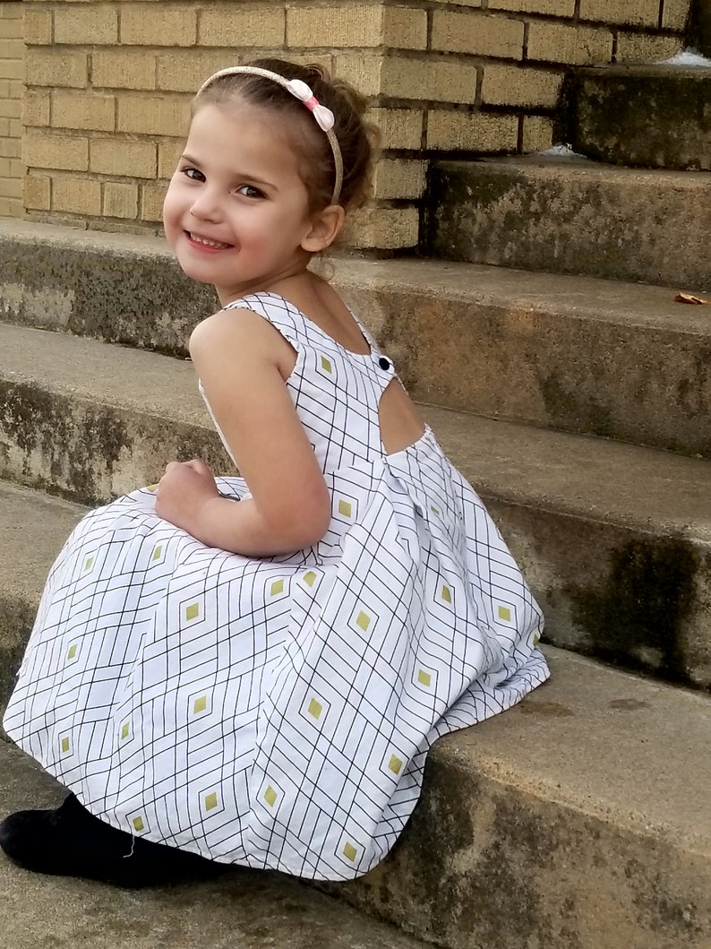 Rebel Girl, Party Dress, PDF Sewing Pattern, open back dress, low back dress, girls dress pattern, trendy baby clothes, sewing pattern image 5