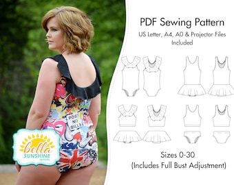 Bahari, womens swimsuit pdf, swimsuit pattern, plus size pdf, sewing pattern, ladies pattern, PDF Sewing Pattern, ladies pdf pattern, sewing