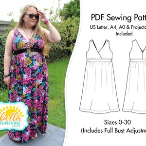 Amelia, maxi pattern, plus size sundresses, plus size pdf, sewing pattern, ladies pattern, PDF Sewing Pattern, ladies pdf pattern,