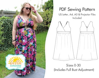 Amelia, maxi pattern, plus size sundresses, plus size pdf, sewing pattern, ladies pattern, PDF Sewing Pattern, ladies pdf pattern,