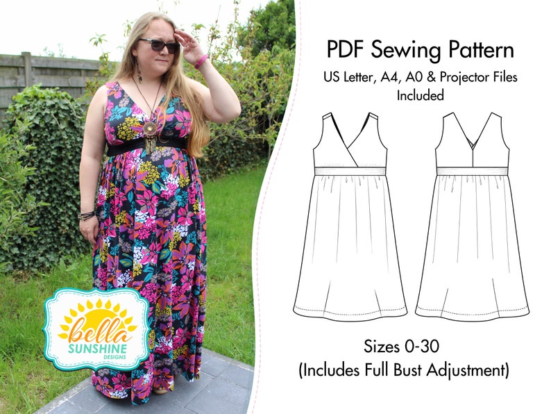 Amelia Maxi Pattern Plus Size Sundresses Plus Size Pdf - Etsy