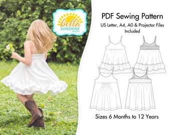 Felicity Dress & Top, PDF Sewing Pattern, Girls sewing pattern, sewing pattern, dress pattern pdf, vintage twirl dress, flower girl dress