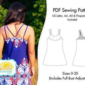 Violet Dress & Top, PDF Sewing Pattern, women sewing pattern, summer loose dress, loose fit dress, dress pattern pdf, loose tunic dress