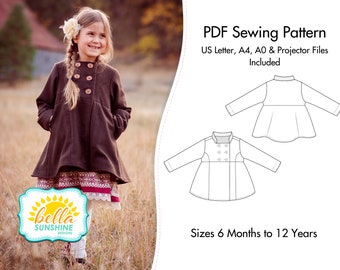 Gabriella, PDF Sewing Pattern, sewing pattern, toddler sewing pattern, girls coat pdf, Girls pattern, sewing, baby coat pattern, girls coat,