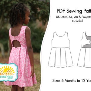 Rebel Girl, Party Dress, PDF Sewing Pattern, open back dress, low back dress, girls dress pattern, trendy baby clothes, sewing pattern