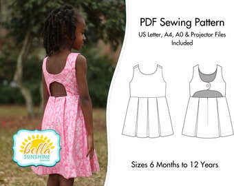 Rebel Girl, Party Dress, PDF Sewing Pattern, open back dress, low back dress, girls dress pattern, trendy baby clothes, sewing pattern