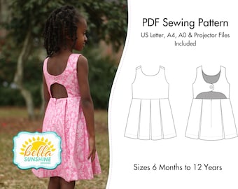 Rebel Girl, Party Dress, PDF Sewing Pattern, open back dress, low back dress, girls dress pattern, trendy baby clothes, sewing pattern