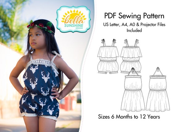 Sun-kissed Sunsuit PDF Sewing Pattern Romper Pattern Pdf - Etsy