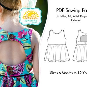 Charlotte Dress & Top, PDF Sewing Pattern, pdf dress pattern, cutout dress pattern, girls dress pdf, baby sewing pattern, dress patterns image 1